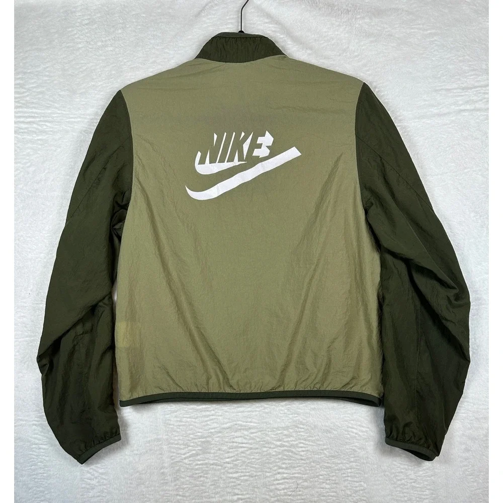 Nike Windrunner Jacket Youth XL Green Khaki Quarter Zip Pullover Logo